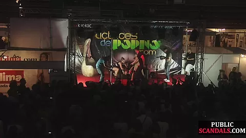 Public squirting orgy with busty MILFS and babes in the club