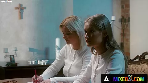 MIXEDX - Two Beautiful Orphan And Religious Girls Taste Sin And Pleasure