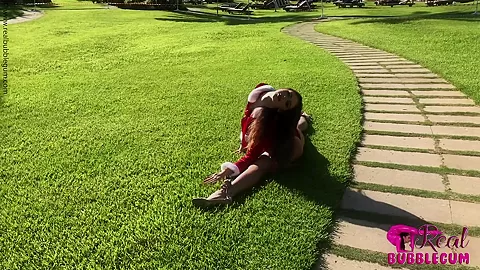 Stretching Outdoors In Red - Watch4Fetish