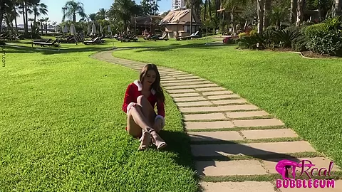 Stretching Outdoors In Red - Watch4Fetish