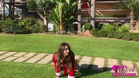 Stretching Outdoors In Red - Watch4Fetish