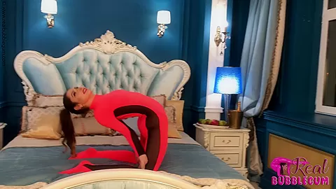 Stretching Flexibily On Hotel Bed - Watch4Fetish