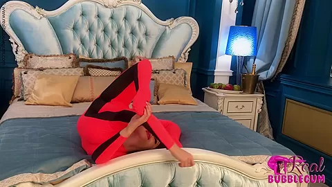 Stretching Flexibily On Hotel Bed - Watch4Fetish