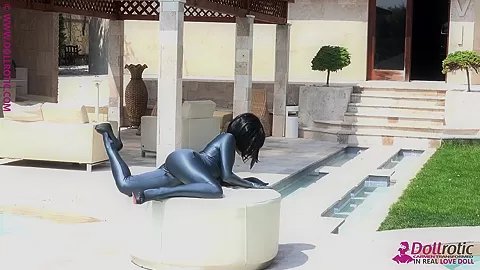 Naked Rubber Doll Relaxing By The Pool - Watch4Fetish