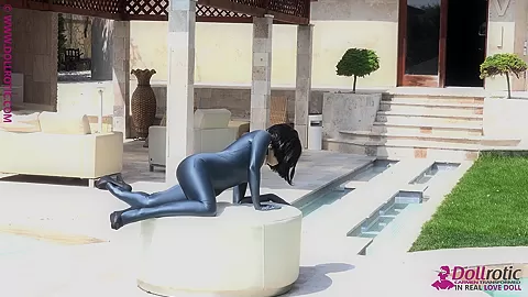 Naked Rubber Doll Relaxing By The Pool - Watch4Fetish