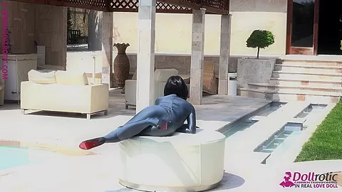 Naked Rubber Doll Relaxing By The Pool - Watch4Fetish