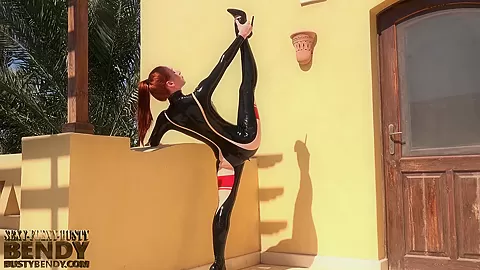 Flexible Contortion Bending Outdoor In Erotic Latex - Watch4Fetish