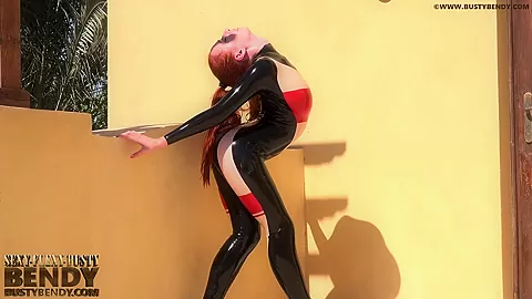 Flexible Contortion Bending Outdoor In Erotic Latex - Watch4Fetish