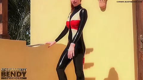 Flexible Contortion Bending Outdoor In Erotic Latex - Watch4Fetish