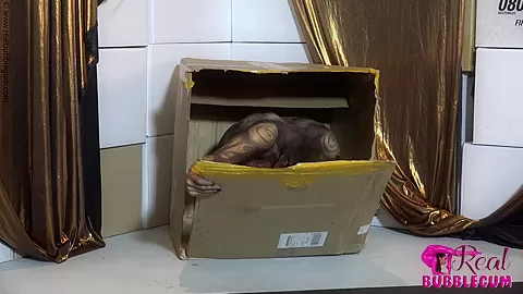 Body Painted Statue Contortion From A Box - Watch4Fetish