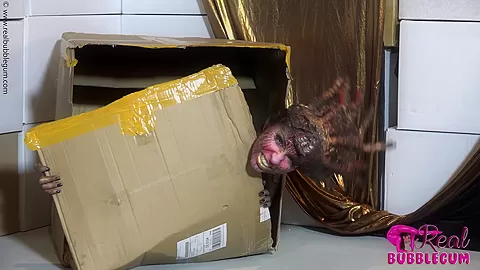 Body Painted Statue Contortion From A Box - Watch4Fetish