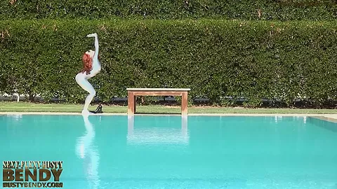Bending In A Silver Spandex Suit - Watch4Fetish