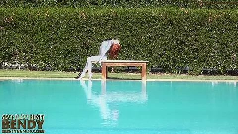 Bending In A Silver Spandex Suit - Watch4Fetish