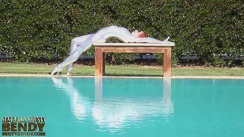 Bending In A Silver Spandex Suit - Watch4Fetish