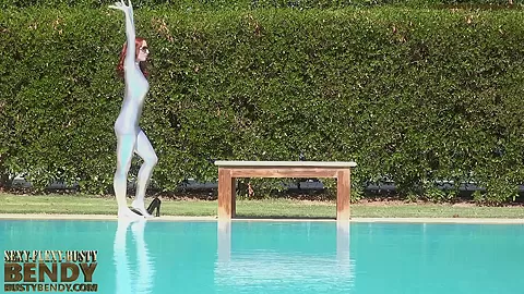 Bending In A Silver Spandex Suit - Watch4Fetish