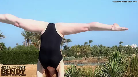 Stretching Eroticlly Outside Near The Pool - Watch4Fetish