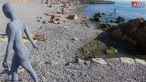 Flexi Zentai On The Beach - Watch4Fetish