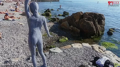 Flexi Zentai On The Beach - Watch4Fetish