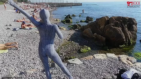 Flexi Zentai On The Beach - Watch4Fetish