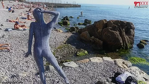 Flexi Zentai On The Beach - Watch4Fetish