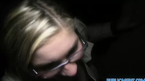 PublicAgent: Blonde in glasses fucks big cock outdoors in public