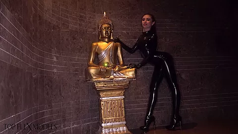 Flexible Beauty In Shiny Spandex - Watch4Fetish