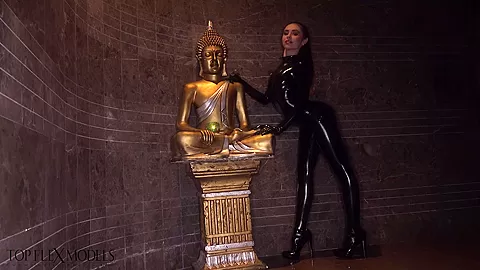 Flexible Beauty In Shiny Spandex - Watch4Fetish