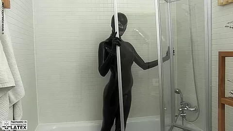 Full Body Catsuit Showering - Watch4Fetish