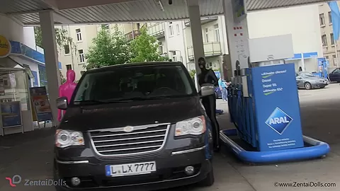 Short Petrol Stop With Our Zentai Dolls - Watch4Fetish