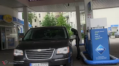 Short Petrol Stop With Our Zentai Dolls - Watch4Fetish