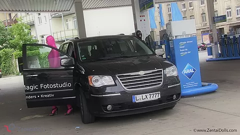 Short Petrol Stop With Our Zentai Dolls - Watch4Fetish