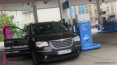 Short Petrol Stop With Our Zentai Dolls - Watch4Fetish