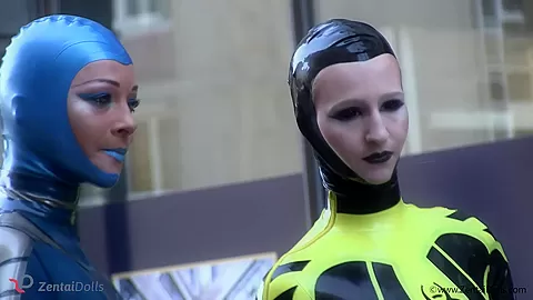 Through The City In A Tight Latex Costume - Watch4Fetish