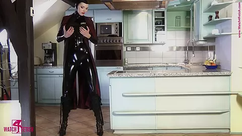 Kitchen Strip In Latex - Watch4Fetish