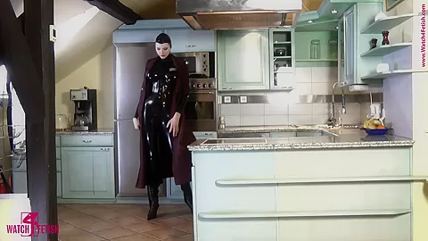 Kitchen Strip In Latex - Watch4Fetish