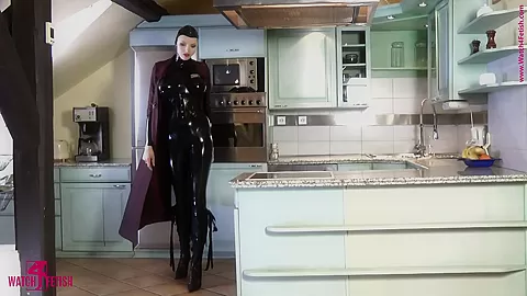 Kitchen Strip In Latex - Watch4Fetish