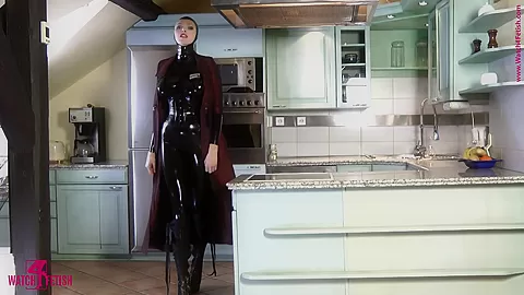 Kitchen Strip In Latex - Watch4Fetish