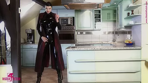 Kitchen Strip In Latex - Watch4Fetish