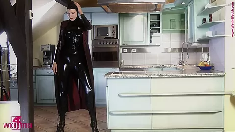 Kitchen Strip In Latex - Watch4Fetish