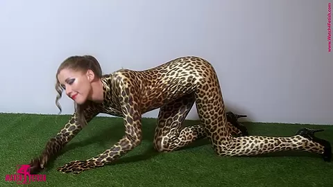 Leopard In Zentai Catsuit - Watch4Fetish