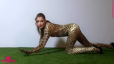 Leopard In Zentai Catsuit - Watch4Fetish