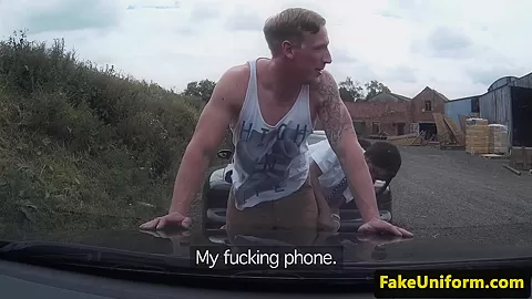 Black british cop spitroasted outdoors in mmf