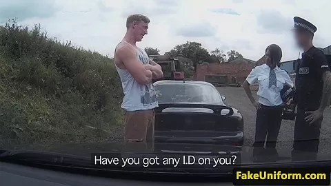 Black british cop spitroasted outdoors in mmf