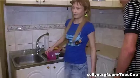 Hungry chick gets some meat and cream