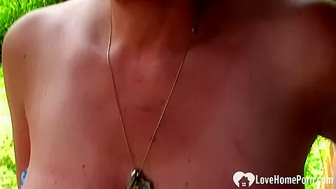 Busty MILF shows her pussy in a close-up