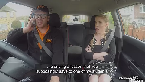 Busty babe with big tits pussyfucked and mouthjizzed in car