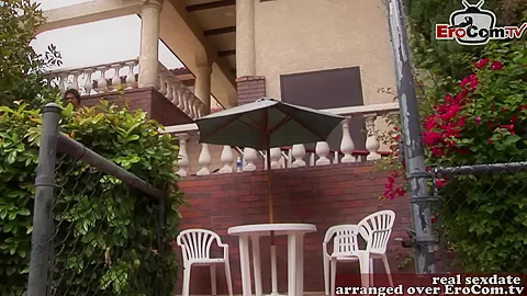 Brunette and blonde tennis teens 18+ make threesome ffm outdoor