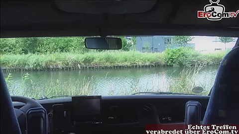 German curvy blonde amateur girl meet a user for POV car sex