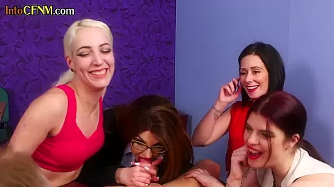 CFNM office babe wank off their subject in kinky group