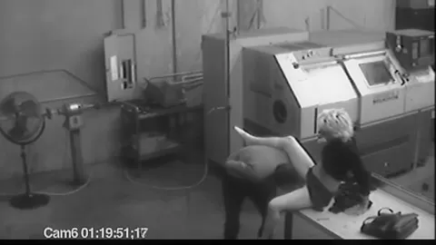 Co workers masturbating in horny office warehouse